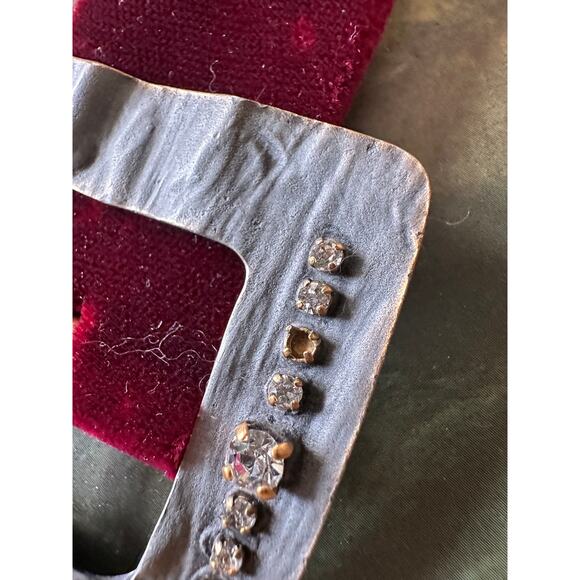 vintage SAINT LAURENT velvet calfskin leather BELT metal jeweled buckle glam s 2 - Picture 13 of 16